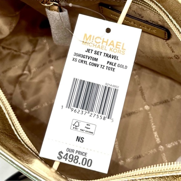 Michael Kors XS Jet Set Travel Top Zip Tote Bag Pale Gold - Picture 9 of 9